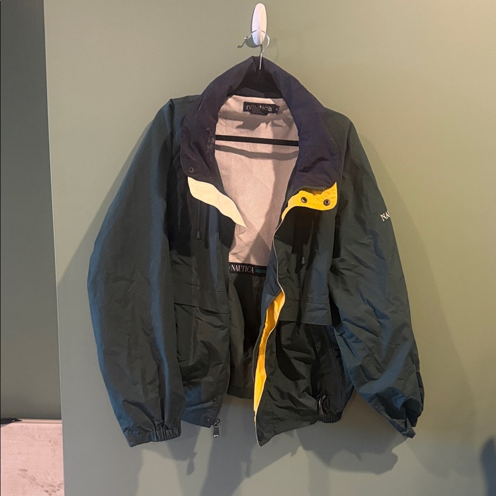 Nautica Men's Green and Yellow Windbreaker
